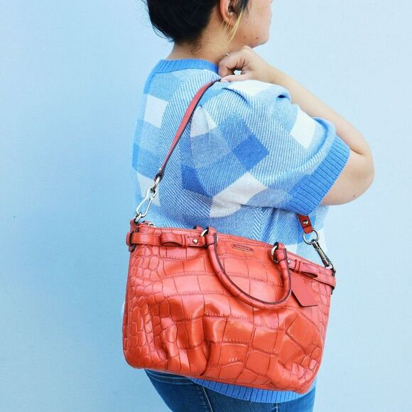 NWT Coach LIMITED EDITION Croc Leather Work Satchel Bag - Picture 3 of 10